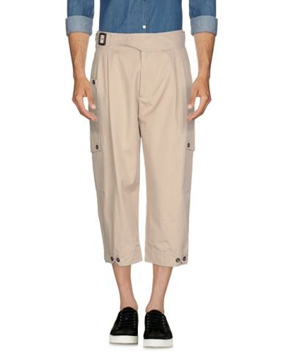 Shop Dolce & Gabbana Man Cropped Pants Sand Size 38 Cotton, Lambskin, Zama, Polyester In Beige