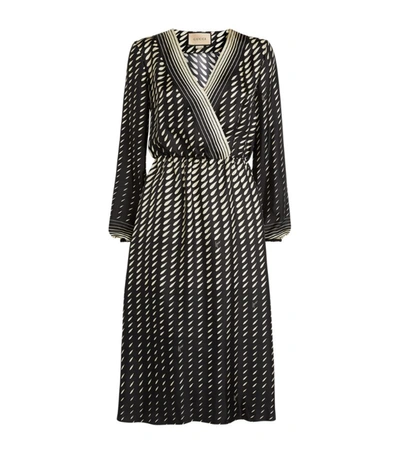 Shop Gucci Silk Geometric Print Midi Dress