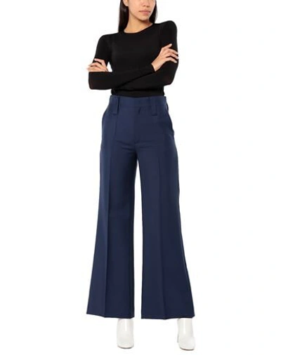 Shop Prada Woman Pants Midnight Blue Size 4 Mohair Wool, Wool, Cotton