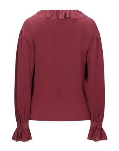 Shop Etro Woman Shirt Burgundy Size 8 Silk In Red