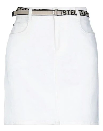 Shop Stella Mccartney Woman Denim Skirt White Size 2-4 Cotton, Polyester, Elastane