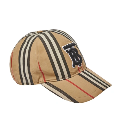 Pre-owned Burberry Beige Striped Cotton Baseball Cap L