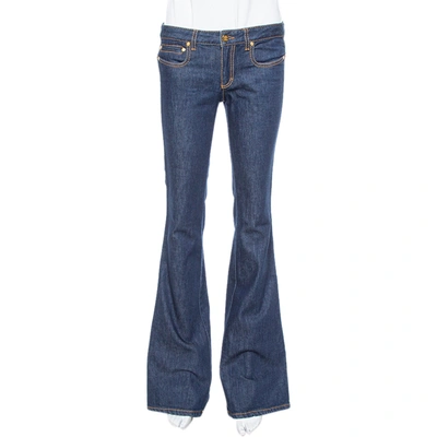 Pre-owned Roberto Cavalli Indigo Dark Wash Denim Flared Jeans S In Blue