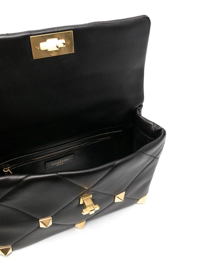 Valentino Large Roman Stud Shoulder Bag In Black