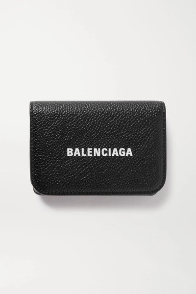 Shop Balenciaga Mini Printed Textured-leather Wallet In Black