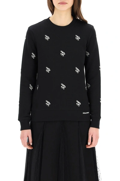 Shop Red Valentino Sweatshirt With Clover Embroidery In Nero (black)