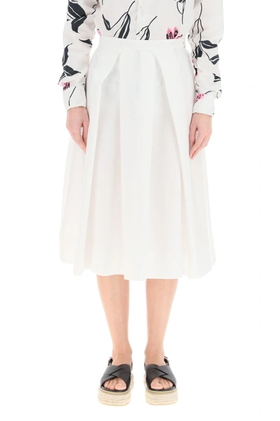 Shop Marni Cotton Midi Skirt In Lily White (white)