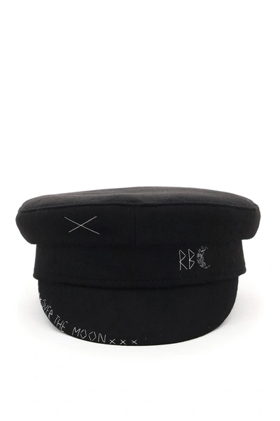 Shop Ruslan Baginskiy Baker Boy Hat With Baginskiy Stars Embroidery In Black (black)