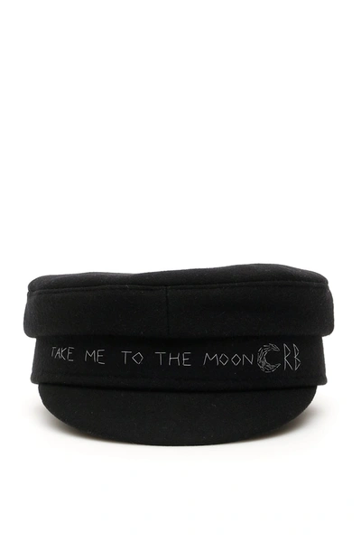 Shop Ruslan Baginskiy Baker Boy Hat Take Me To The Moon In Black (black)