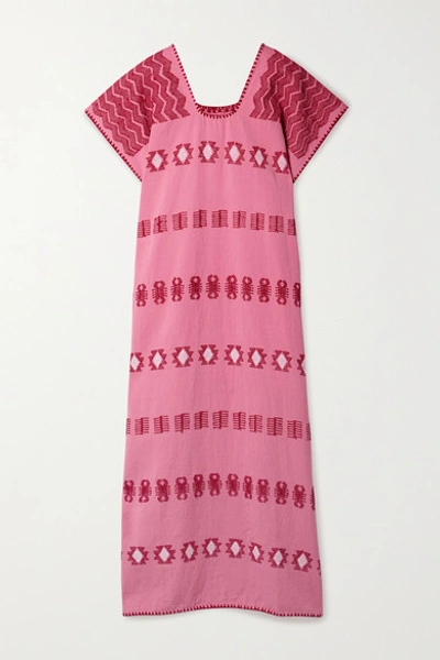 Shop Pippa Holt + Net Sustain Embroidered Cotton Huipil In Pink