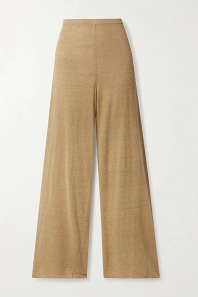 Shop Cult Gaia Shauna Linen-blend Wide-leg Pants In Camel