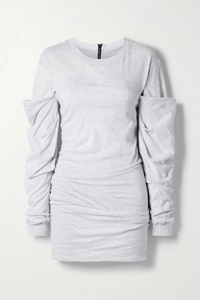 Shop Rta Indya Ruched Cotton-jersey Mini Dress In Light Gray