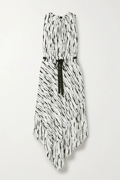 Shop Jason Wu Asymmetric Printed Silk-crepe Dress In White