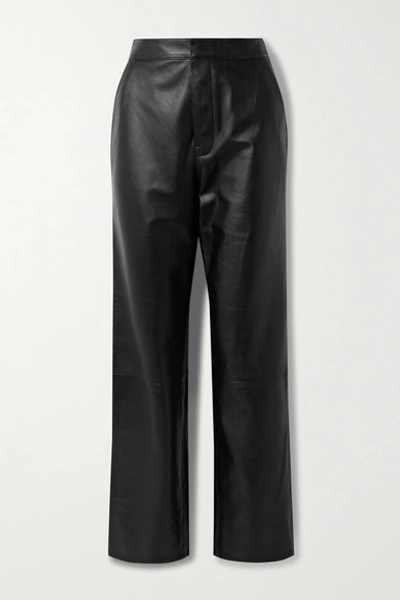 Shop Rta Manon Leather Wide-leg Pants In Black