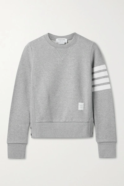 Shop Thom Browne Striped Cotton-jersey Sweatshirt In Light Gray