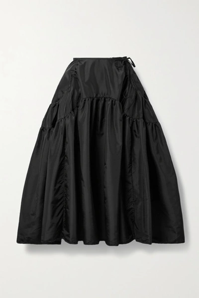 Shop Cecilie Bahnsen Lilly Gathered Shell Midi Skirt In Black