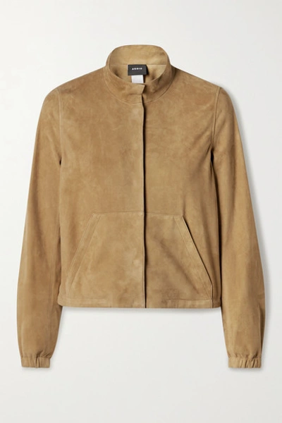 Shop Akris Mabelle Suede Jacket In Tan