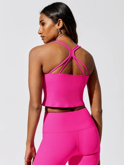 Shop Carbon38 Ribbed Cami Bra In Neon Pink