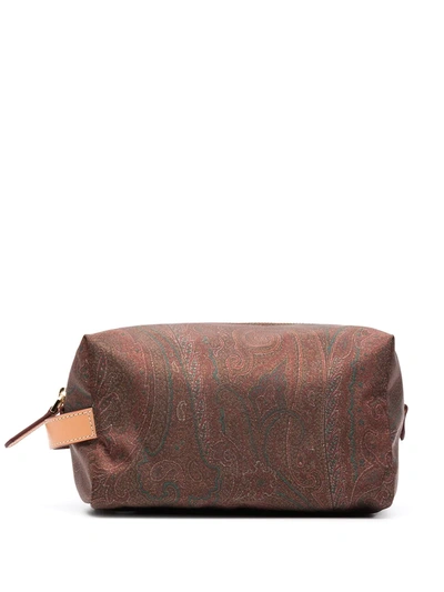 Shop Etro Paisley Print Clutch Bag In Brown