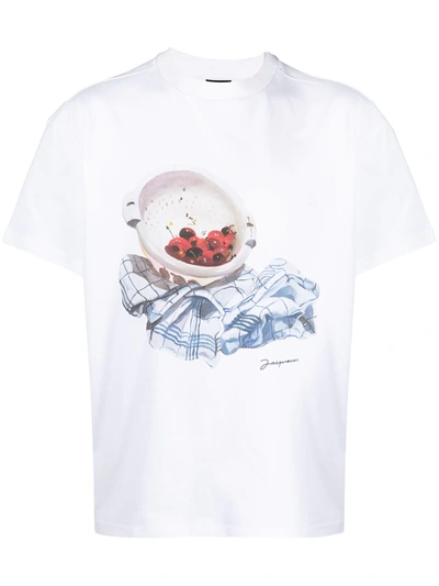 Shop Jacquemus Graphic Print Short-sleeved T-shirt In White