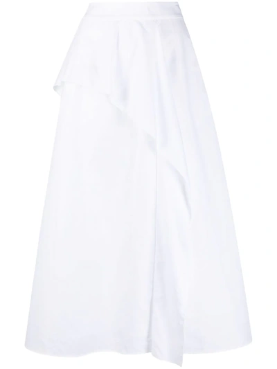 Shop Agnona Ruffle Front A-line Maxi Skirt In White