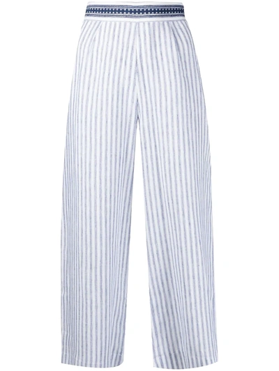 Shop Ermanno Scervino Stripe-print Cropped Trousers In White