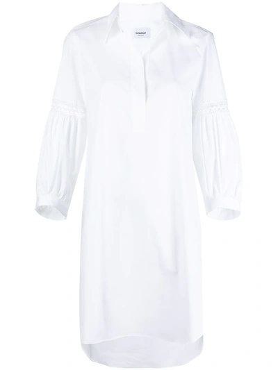Shop Dondup Embroidered-trim Shirt Dress In White