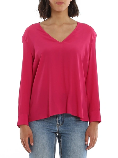 Shop Dondup Crepe Blouse In Fuchsia