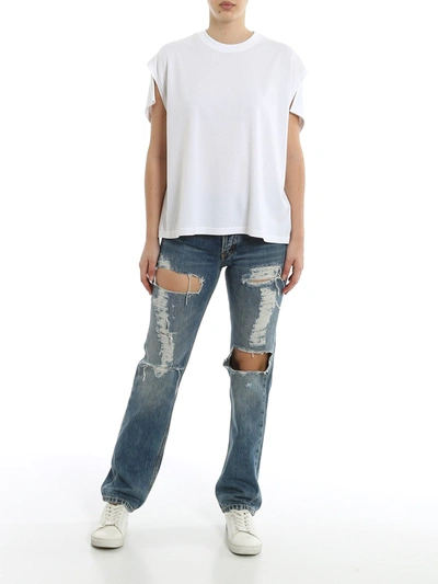 Shop Givenchy Destroyed Jeans In White In Blue