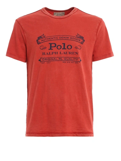 Shop Polo Ralph Lauren Vintage Logo Print Jersey T-shirt In Red