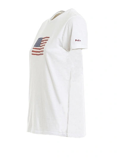 Shop Polo Ralph Lauren Usa Flag Print Logo T-shirt In White