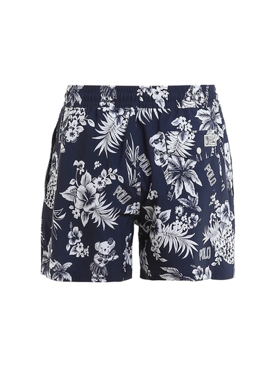 Shop Polo Ralph Lauren Hawaiian Print Swim Shorts In Blue