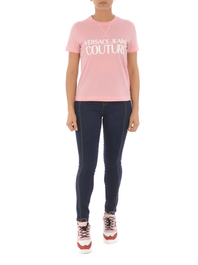 Shop Versace Jeans Couture Rubber Logo T-shirt In Pink