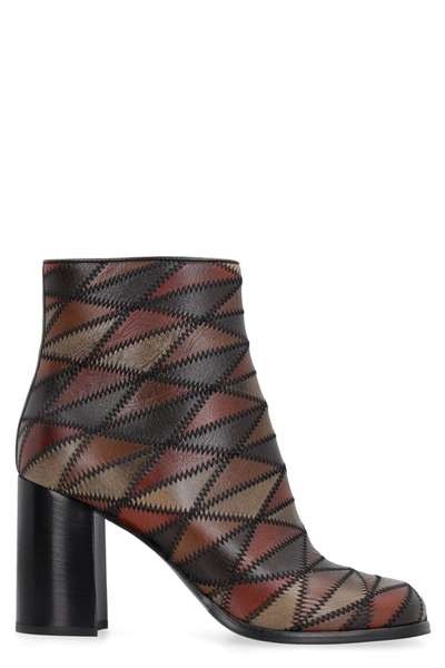 Shop Miu Miu Leather Ankle Boots In Multicolor