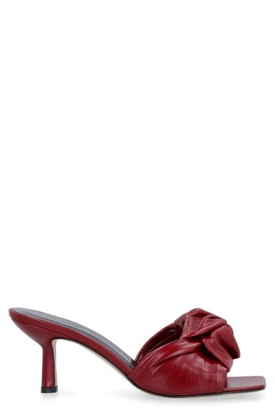 Shop By Far Lana Leather Mules In Burgundy