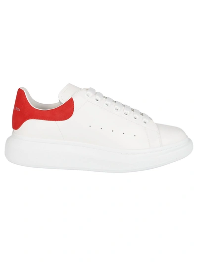Shop Alexander Mcqueen White And Red Leather Oversized Sneakers In White/lust Red