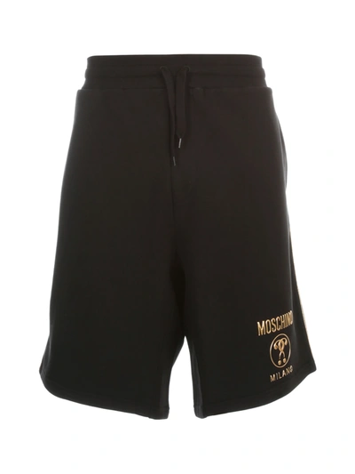 Shop Moschino Cotton Shorts In Fantasy Black