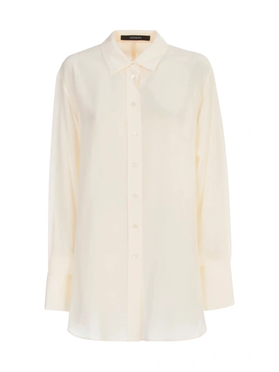 Shop Joseph Brooks Crepe De Soie Shirt In Off White