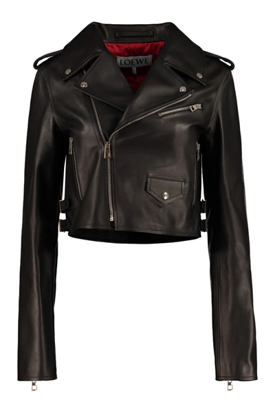 Shop Loewe Calf Leather Jacket In Black