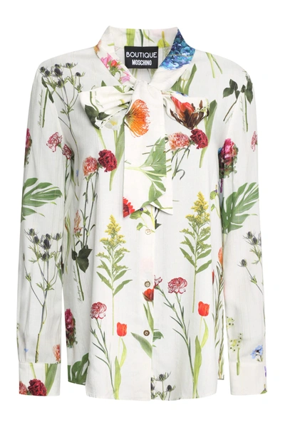 Shop Boutique Moschino Printed Viscose Shirt In Ivory