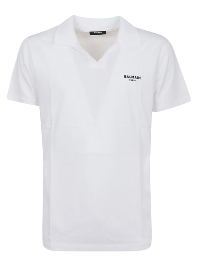 Shop Balmain Eco Design Flock Polo Shirt In Gab Blanc Noir