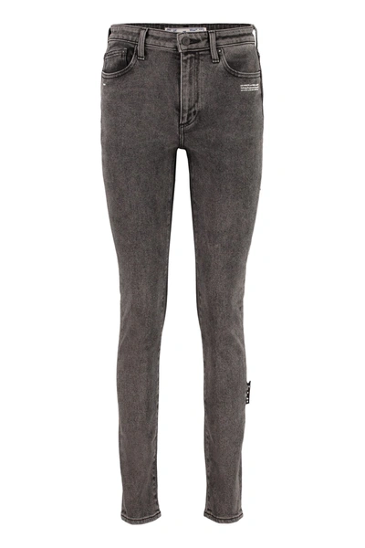 Shop Off-white Skinny Jeans In Grey