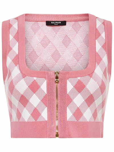 Shop Balmain Paris Top In Pink