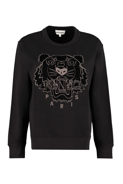 Shop Kenzo Logo Detail Cotton Sweatshirt In Black