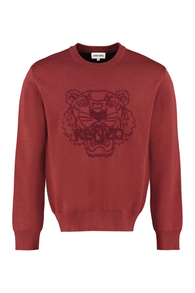Shop Kenzo Wool Blend Sweater In Burgundy