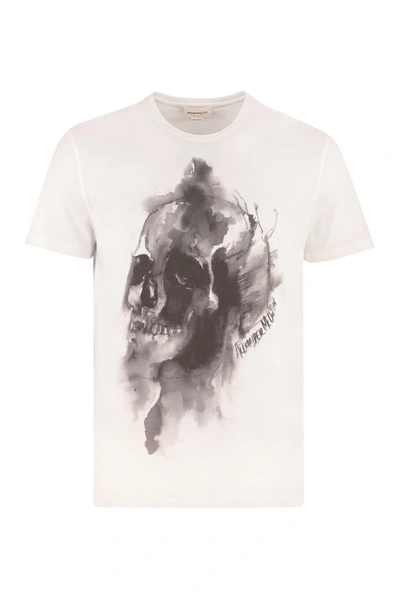 Shop Alexander Mcqueen Printed Cotton T-shirt In White