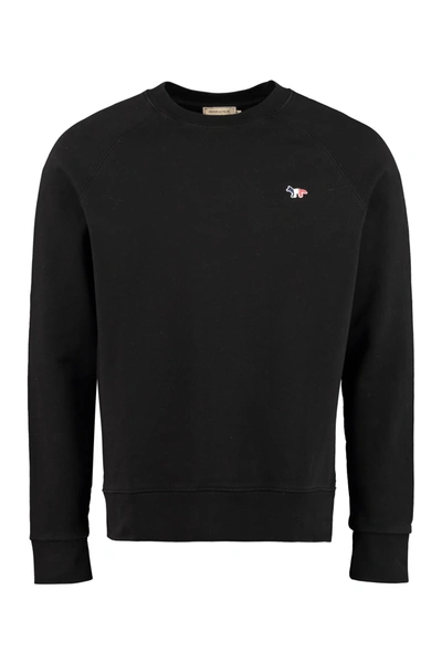 Shop Maison Kitsuné Cotton Crew-neck Sweatshirt With Logo In Black