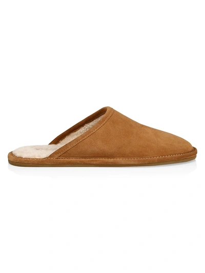 Shop Vince Hampton Shearling-lined Suede Slippers In Wheat