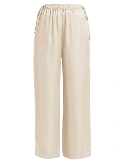 Shop Lvir Satin Tie Pants In Cream