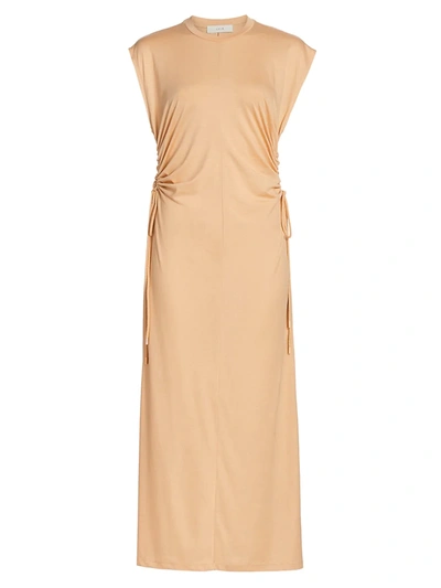 Shop Lvir Jersey Drawstring Maxi Dress In Apricot